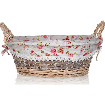 HOME DECOR Proutěný košík s uchy ROSES Rozměry: Ø 30 x v. 12 cm