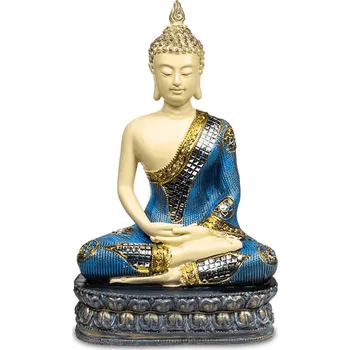 Milujeme Kameny Meditující Buddha - soška Feng Shui - modro-bílá 44878