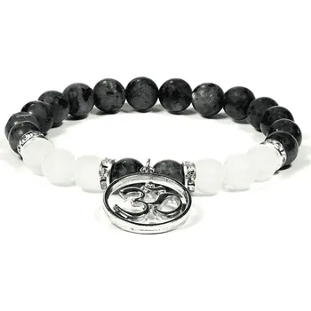 Náramek Milujeme Kameny Labradorit a achát s přívěskem Óm - náramek kulička NK123 201453