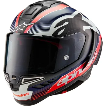 Helma na motorku Alpinestars Supertech R10 Team 2024 Black/Carbon Red Fluo/Blue Matte L (59/60)