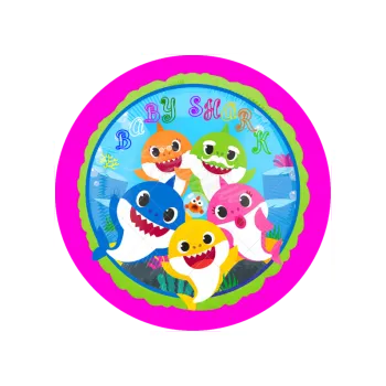 Jedlá dekorace na dort BABY SHARK růžový kruh, VARIANTA Jedlý papír 789