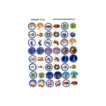 Jedlá dekorace na dort VÁNOČNÍ modré, VARIANTA Jedlý papír 1090