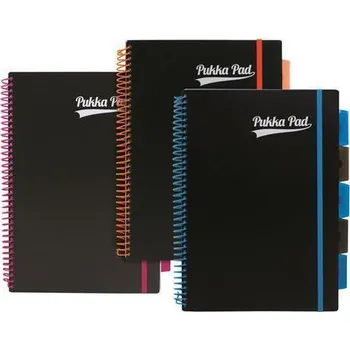 Blok Blok "Neon černý notepad", A4, mix barev, linkovaný, 100 listů, spirálová vazba, PUKKA PAD