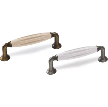 Nábytkové kování úchytka SIRO 1918-114 ZN31A78 staromosaz brinýr, plast béžový