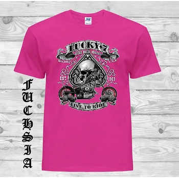 Chlapecké tričko detske-levne-bavlnene-tricko-potisk-biker-lucky Barva: Fuchsia - fuchsiová, velikost: 140