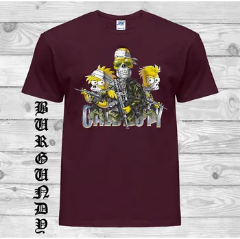 Chlapecké tričko detske-levne-bavlnene-tricko-potisk-simpsons-call-of-duty Barva: Burgundy - vínová, velikost: 140