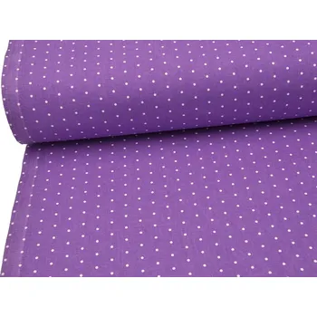 Mirtex Plátno DOMESTIK 145/20109-2 Fialový podklad Puntíky 2mm šíře 150cm Ceník: METRÁŽ: od 1 metrů