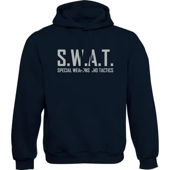 Pánská mikina Mikina s kapucí SWAT Special Weapons And Tactics - námořní modrá