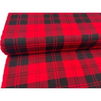 Mirtex Látka FLANEL 165/S3 Kostky červeno-černé 150cm
