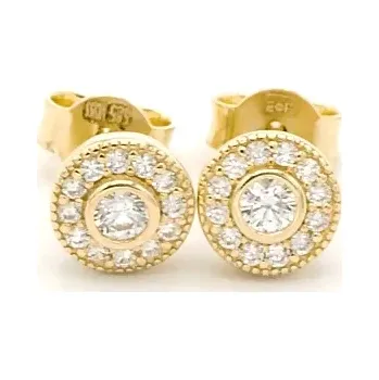 Náušnice B&B Goldinvestic Zlaté náušnice pecky se zirkony na puzetu 1,45g Žluté