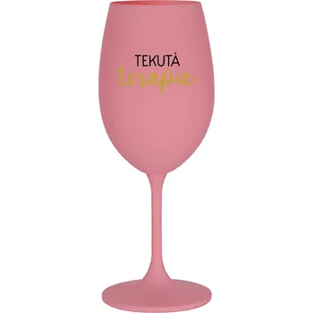 Sklenice TEKUTÁ TERAPIE - růžová sklenice na víno 350 ml
