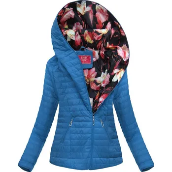 Světle modrá bunda s asymetrickým zipem (DL015) odstíny modré S (36)