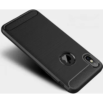 Pouzdro na mobilní telefon Ochranný silikonový obal karbon pro Apple iPhone XS Max - černý