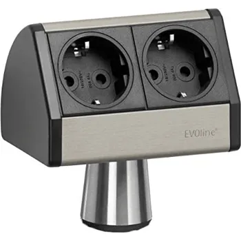 Elektrická zásuvka EVO Line Interiérová zásuvka do stolu T-DOCK 2x230V / Nerez