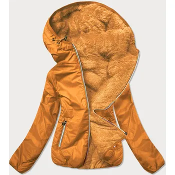 Krátká dámská bunda 2 v 1 v hořčicové barvě (H1029-37) odstíny žluté XL (42)