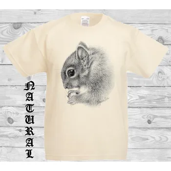 Dívčí tričko detske-levne-bavlnene-tricko-potisk-veverka Barva: Natural - přírodní, velikost: 140