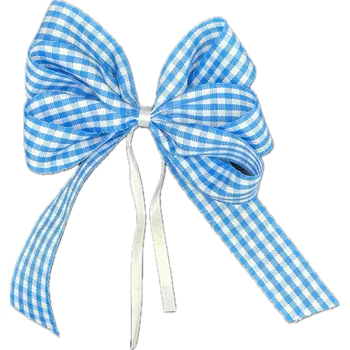 Stuha Mašle modrá VICHY KARO, ručně vázaná, střední velikost 10 x 12cm (Mašle kostkovaná, taftová, oboustranná, ručně vázaná)