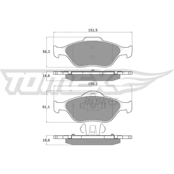 Brzdová destička Sada brzdových destiček, kotoučová brzda TOMEX Brakes 12-55