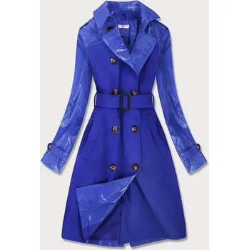 Dámský kabát Světle modrý tenký kabát z různých spojených materiálů (YR2027) odstíny modré XL (42)