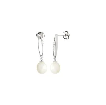 Náušnice Náušnice stříbrné visací Perla bílá se zirkonem