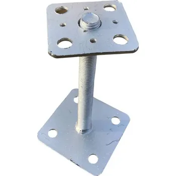 Patka dřevěného pilíře M16x160 s deskami 80x80mm, žárový zinek, pro stabilní a bezpečné ukotvení dřevěných konstrukcí