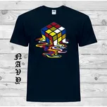 detske-levne-bavlnene-tricko-potisk-tajici-Rubikova-kostka Barva: Navy - tmavě modrá, velikost: 128