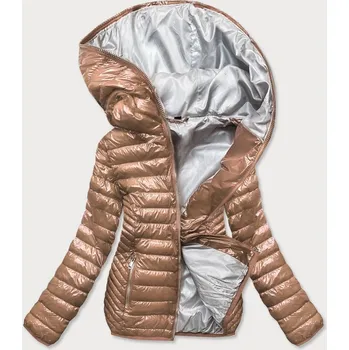 Zlatá prošívaná dámská bunda s kapucí (B9752) odstíny žluté XXL (44)