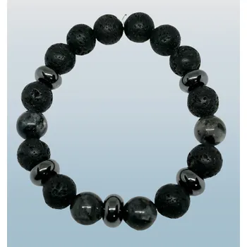 Náramek Pánský náramek lávový s labradoritem 10mm