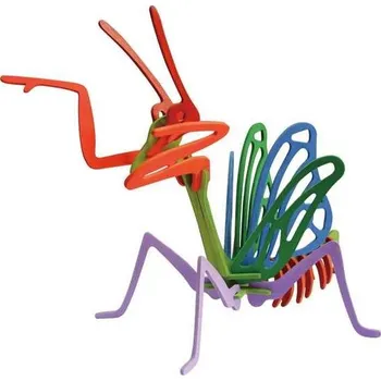 3D puzzle RoboTime Dřevěná skládačka kudlanka + barvy a štětec