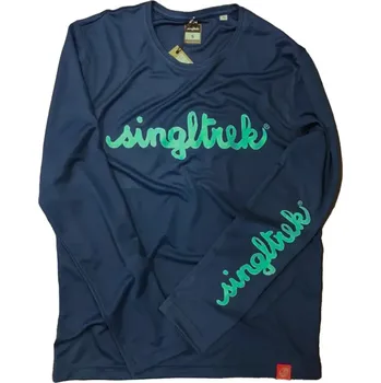 cyklistický dres dres s dlouhým rukávem Singltrek Script tmavě modro bledě modrý