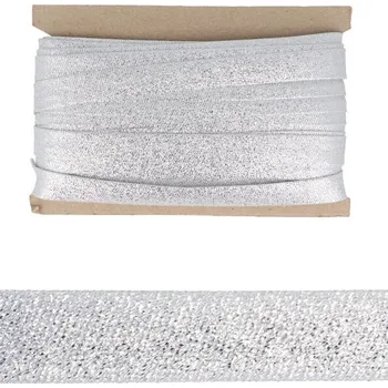 Šikmý proužek lurexový šíře 16 mm, barva Stříbrná