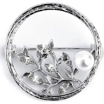 Brož Brož s broušenými kamínky a perlou - 1 platina