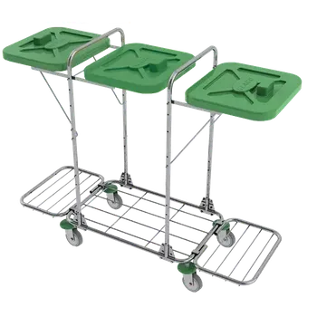 Odpadkový koš VK 120 - 3R vozík na třídění odpadu a prádla, ruční otevírání plast - VK - zelený