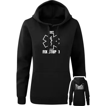 Dámská mikina Dámská mikina s kapucí I CAN'T FIX STUPID - černá