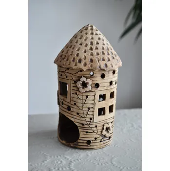 Keramický svícen DOMEK přírodní