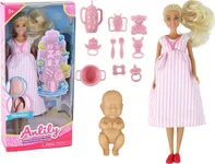 LEAN Toys Anlily těhotná panenka v růžových šatech