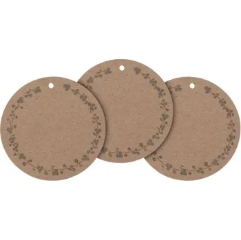 Dárková visačka Jmenovky na dárky Ring of Flowers Brown - 15 ks