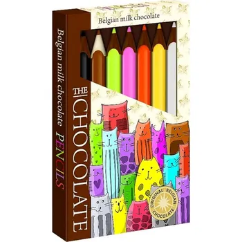 Čokoláda The Chocolate Čoko pastelky mléčné - motiv kočky 100 g