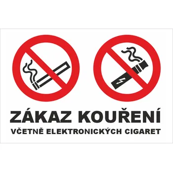 Zákaz kouření včetně el.cigaret plast 0,5mm 300x200 mm
