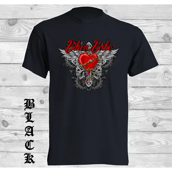 Dívčí tričko detske-levne-bavlnene-chopper-tricko-potisk-biker-srdce Barva: Black -černá, velikost: 128