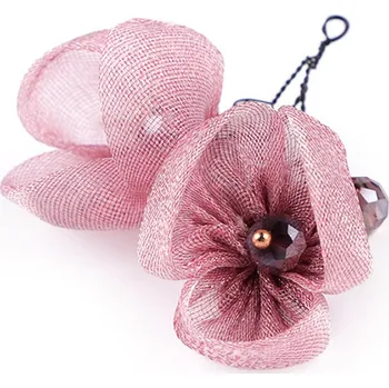 Květ na drátku s broušenými korálky hand made, barva 5 starorůžová