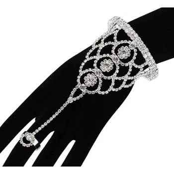 Náramek B-TOP Dámský krystalový náramek s prstenem Hot Crystal - postříbřený