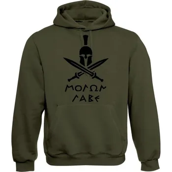 Pánská mikina Mikina s kapucí Molon Labe Swords - olivová