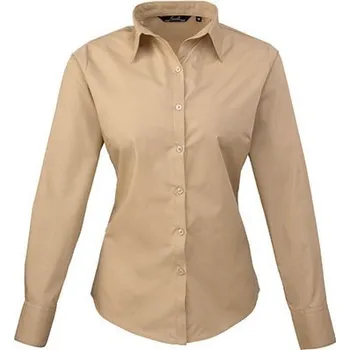 Dámská košile Premier Workwear Dámská popelínová košile s dlouhým rukávem Barva: Khaki, Velikost: 54 (26) PW300