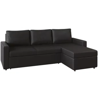 Sedací souprava REGINA, rohová pohovka, koženka černá