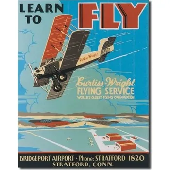 Plechová cedule D.E. metal signs Plechová cedule LEARN TO FLY 40 cm x 32 cm