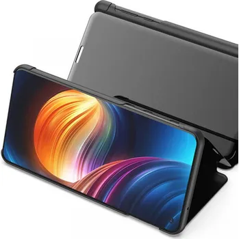 Pouzdro na mobilní telefon Zrcadlový silikonový flip obal pro Samsung Galaxy A10 A105F - černý