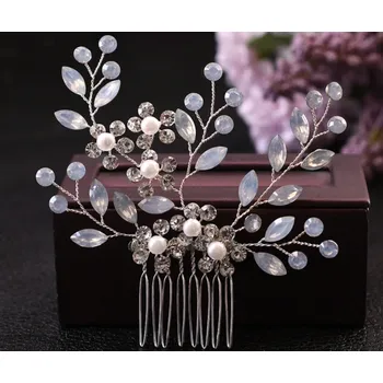 Souprava šperků B-TOP Postříbřený hřeben do vlasů s květy a krystaly