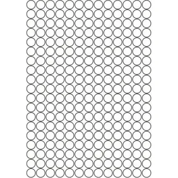 Samolepící etiketa Etikety PRINT kruh průměr 14 mm bílé lesklé pro inkoustový tisk (50xA4)
