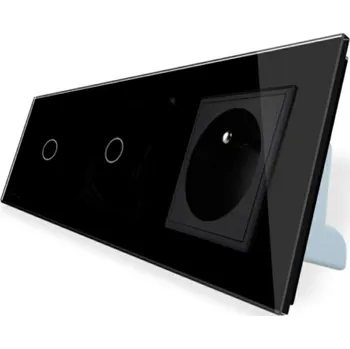 Elektrická zásuvka WELAIK dotykový vypínač ř.1+zásuvka FR+ zásuvka FR- černá set.